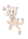  2017 5_fingers absolute_territory animal_humanoid armwear balpanther begging begging_pose biped blush bow_tie breasts cat_humanoid clothed clothing collar digital_drawing_(artwork) digital_media_(artwork) domestic_cat_(kemono_friends) elbow_gloves eyelashes feline female fist footwear full-length_portrait fully_clothed gloves hair hi_res humanoid inner_ear_fluff japanese kemono_friends legwear light_skin mammal medium_breasts multicolored_hair on_one_leg open_mouth open_smile portrait ribbons shirt shoes short_hair simple_background skirt smile solo standing striped_clothing striped_tail stripes tan_clothing tan_hair tan_skin tan_stripes tan_tail thigh_highs two_tone_hair whiskers white_background white_clothing white_hair yellow_eyes 