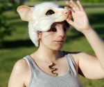  anthro clothed clothing ear_piercing edit female human jewelry mammal mask necklace outside pesimist photo_manipulation piercing rat real rodent solo transformation whiskers 