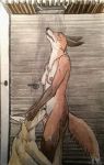  anthro breasts canine corsack cunnilingus duo female fox licking male male/female mammal nude open_mouth oral sex shower tongue tongue_out traditional_media_(artwork) vaginal 