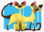  am_(lady_and_the_tramp) blue_eyes cat disney duo fangs feline female feral heffy_(artist) lady_and_the_tramp looking_at_viewer mammal si_(lady_and_the_tramp) siamese smile 