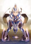  aqua_eyes bodysuit covered_navel hands_clasped jack_hamster leaning_forward looking_at_viewer mecha_musume original own_hands_together parted_lips see-through short_hair silver_hair skin_tight solo 