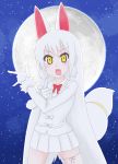  2016 5_fingers absurd_res animal_humanoid biped canine clothing crossover cute_fangs devil_horns digital_drawing_(artwork) digital_media_(artwork) eyelashes female flat_chested fox_humanoid front_view full_moon gloves hair half-length_portrait hi_res humanoid humanoid_hands inari_ōkami japanese japanese_mythology kemono_friends light_skin long_hair looking_at_viewer mammal moon mythology oinari-sama_(kemono_friends) open_mouth open_smile parody pleated_skirt pointing portrait pose sailor_moon_(series) skirt sky smile solo standing star starry_sky tailband tan_skin white_hair white_tail yellow_eyes ダビ 