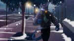  blue_fur canine city clothed clothing dragon fur gulf hybrid male mammal outside scarf smoke smoking snow spikes standing tanks_(artist) tree winter wolf yellow_eyes 