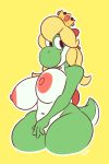  alternate_species black_eyes blonde_hair breasts crown female front_view green_scales green_skin green_yoshi hair headwear hi_res komponi mario_bros mostly_nude multicolored_scales multicolored_skin navel nintendo nipples outline pink_nipples portrait princess_peach princess_yoshi royalty scales scalie shell short_tail simple_background smile solo three-quarter_portrait turtle_shell two_tone_scales two_tone_skin video_games white_scales white_skin wide_hips yellow_background yoshi 