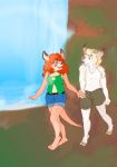  anthro caprine clothed clothing duo female goat good_cheese male male/female mammal mara_kilpatrick marsupial missebony mitch_calhoun navel outside wallaby water waterfall 