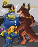  absurd_res anthro bomb_king_(paladins) cum cumshot dragon drogoz duo ejaculation english_text erection handjob hi_res horn humanoid humanoid_on_anthro male male/male opstah orgasm paladins penis reptile scalie sex sweat teeth text 