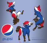  canine coca-cola cub dog fan_character feral fur illustration mammal model_sheet naviwavi pepsi pupsi teeth young 