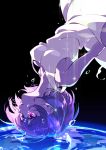  commentary_request crying crying_with_eyes_open dress earth floating hanasaki_coa lavender_hair original pink_eyes purple_eyes purple_hair short_hair space tears upside-down water_drop white_dress 