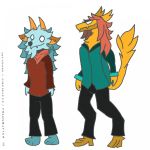  anthro canine caprine clothing duo framebuffer horn hybrid male mammal sergal 