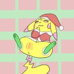  2017 anus biting_lip blush bottomless christmas cleft_tail cloth clothed clothing fan_character female feral holidays legwear mammal milachu milachu92 nintendo partially_clothed pikachu pink_eyes pok&eacute;mon pok&eacute;mon_(species) pussy simple_background solo stockings video_games 