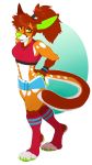  anthro athletic bra canine clothed clothing female fox hybrid looking_at_viewer mammal smile solo spazzyhusky sports_bra standing underwear wide_hips 