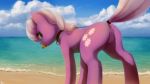 2018 anus beach butt cheerilee_(mlp) clitoris cloud cutie_mark detailed_background earth_pony equine female feral friendship_is_magic hair hi_res horse mammal my_little_pony outside pony presenting presenting_pussy pussy quvr raised_tail rear_view seaside solo water 