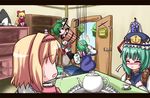  akabashi_yuusuke alice_margatroid blood bucket color_connection comic doll hair_color_connection hat hourai_doll kagiyama_hina kisume kochiya_sanae multiple_girls rod_of_remorse shiki_eiki teapot touhou translated witch_hat wriggle_nightbug 