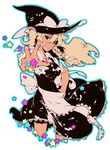  apron bad_id bad_pixiv_id blonde_hair braid breasts foreshortening hand_on_hip hands hat ichizen_(o_tori) kirisame_marisa large_breasts long_hair smile smirk solo star touhou witch_hat yellow_eyes 