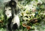  bare_shoulders elbow_gloves flower gloves green_eyes green_hair gumi kunimura_hakushi solo tears vocaloid 