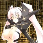  :&lt; blush breasts large_breasts long_hair neon_trim original pink_hair silver_hair solo tro tro-ko twintails yellow_eyes 