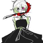  banned_artist blood bow hair_bow hill_(artist) knife lowres mouth_hold oekaki one_eye_closed pink_eyes short_hair solo 