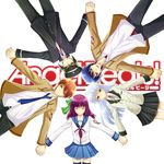  3boys angel_beats! blazer blue_eyes blue_hair closed_eyes green_hair hinata_(angel_beats!) holding_hands jacket konishi_nae long_hair lying multiple_boys multiple_girls naoi_ayato orange_eyes orange_hair otonashi_(angel_beats!) purple_hair school_uniform short_hair tenshi_(angel_beats!) white_hair yellow_eyes yuri_(angel_beats!) 