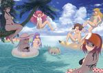  angel_beats! arms_up banana_boat beach bikini black_hair blonde_hair brown_eyes brown_hair day diving_mask diving_mask_on_eyes green_eyes hisako_(angel_beats!) innertube irie_(angel_beats!) iwasawa lei long_hair multiple_girls palm_tree partially_submerged pink_hair purple_hair red_hair sekine shiina_(angel_beats!) short_hair snorkel swimming swimsuit tenshi_(angel_beats!) tonkotsu tree white_hair yui_(angel_beats!) yuri_(angel_beats!) yusa_(angel_beats!) 