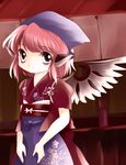  animal_ears food_stand highres japanese_clothes mystia_lorelei noren okamisty pink_hair short_hair solo touhou wings yatai yume_shokunin 