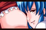  akabashi_yuusuke ass blue_hair close-up comic head_on_butt hinanawi_tenshi kuso_miso_technique letterboxed multiple_girls parody red_eyes sara_(touhou) touhou touhou_(pc-98) translated yuri 