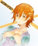  alpha_(smashbox) bad_id bad_pixiv_id hair_ornament hairpin inami_mahiru orange_eyes orange_hair short_hair sketch solo tears wet working!! 