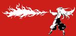  fire fujiwara_no_mokou highres monochrome ozawa profile red red_background simple_background solo standing touhou 