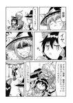  2girls :&lt; ahoge anger_vein angry bad_id bad_pixiv_id bow chibi comic glasses greyscale hakurei_reimu hat hidefu_kitayan jitome kirisame_marisa monochrome morichika_rinnosuke multiple_girls touhou translated 