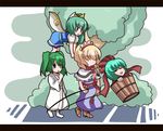  :3 akabashi_yuusuke alice_margatroid bucket comic daiyousei flying hair_over_eyes headdress in_bucket in_container kagiyama_hina kisume letterboxed multiple_girls open_mouth silent_comic socks touhou wings wooden_bucket 