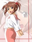  brown_eyes brown_hair coquelicot face ikari_manatsu looking_back sakura_taisen sakura_taisen_iii short_hair solo twintails zoom_layer 