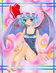  at_classics bad_id bad_pixiv_id barefoot bat_wings blonde_hair feet hat marker_(medium) one-piece_swimsuit red_eyes remilia_scarlet sample school_swimsuit short_hair solo swimsuit touhou traditional_media wings 