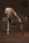  3d_(artwork) animal_genitalia anthro anus backsack balls butt chair cosmiclife cougar digital_media_(artwork) feline feral fur hi_res hunter_(cosmiclife) looking_at_viewer male mammal paws pinup pose raised_tail realistic semi-anthro solo spread_legs spreading stool whiskers 