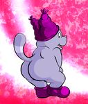  bent_over butt chowder chubby flower leaf male nishi overweight pink_background pink_nose plain_background purple_body raised_tail solo 