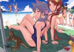  animal animal_ears ball barefoot beach bikini breasts brown_eyes brown_hair cat catboy catgirl cleavage clouds dark_skin drink fkey gray_hair green_hair group long_hair male original ponytail red_eyes red_hair shade sideboob signed sketch sky sport swimsuit volleyball waifu2x water wristwear 