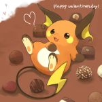  ! &lt;3 2018 ambiguous_gender candy chocolate english_text feral food holidays kanannbo nintendo open_mouth pok&eacute;mon pok&eacute;mon_(species) raichu text valentine&#039;s_day video_games 
