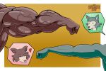 &lt;3 anthro beastars big_muscles brown_body brown_fur canid canine canis comparing duo ellipsis female fur grey_body grey_fur hi_res huge_muscles juno_(beastars) larger_female legoshi_(beastars) male mammal multicolored_body multicolored_fur muscular muscular_anthro muscular_arms muscular_female rampageguy size_difference smaller_male vein veiny_muscles wolf