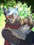 anthro asian_clothing bandaid_protagonist_(tas) canid canine canis clothing domestic_dog dragokaizer666 duo east_asian_clothing hi_res human lifewonders male male/male mammal romantic romantic_couple tadatomo tokyo_afterschool_summoners