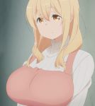  1girl blonde_hair breasts eyebrows_visible_through_hair female huge_breasts long_hair screencap smile solo stitched sunohara_ayaka sunoharasou_no_kanrinin-san third-party_edit upper_body 