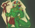 abs absurd_res anthro bone bottomwear clothing green_body hi_res lihzahrd lizard loincloth male mask muscular muscular_anthro muscular_male pecs reptile scalie shayda_idk skull skull_mask solo staff tail terraria witch_doctor_(terraria)