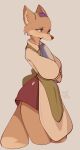 2023 anthro blue_eyes blush breasts canid canine cheek_tuft clothed clothing dated digital_media_(artwork) facial_tuft female fox fully_clothed hi_res holding_object kitsuki_(tohupo) mammal signature simple_background solo standing tohupo tuft