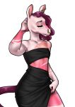alpha_channel anthro clothed clothing crossdressing dress ear_piercing equid equine facial_piercing horse lostwisdom male mammal nose_piercing nose_ring piercing pink_body pose ring_piercing simple_background solo transparent_background