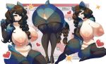 absurd_res anthro anus areola breasts butt clothing eyes_closed female fishnet fishnet_legwear generation_1_pokemon genitals hair hi_res lefantis legwear nintendo nipples pokemon pokemon_(species) pussy snorlax solo thick_thighs thigh_highs