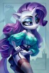  2018 absurd_res anthro anthrofied breasts clothed clothing cutie_mark equine female friendship_is_magic garter_straps hair half-closed_eyes hi_res holivi horn leggings legwear long_hair makeup mammal my_little_pony rarity_(mlp) solo unicorn 