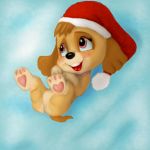  2018 butt canine christmas cub dog featureless_crotch female feral fur hat holidays mammal mousetache paw_patrol pawpads skye_(paw_patrol) young 