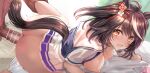  1boy 1girl animal_ears ass bar_censor breasts censored commentary_request condom condom_wrapper doggystyle hetero highres horse_ears horse_girl horse_tail kitasan_black_(umamusume) kokoa_ninniku large_breasts male_pubic_hair multicolored_hair nipples open_mouth penis pleated_skirt pubic_hair revision school_uniform sex sex_from_behind short_hair short_sleeves skirt solo_focus streaked_hair sweat tail tracen_school_uniform umamusume white_hair white_skirt yellow_eyes 