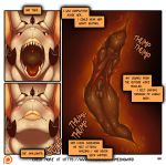  aamon_(james_howard) balls bat blush comic demon english_text erection internal james_howard male male_prey mammal mouth_shot open_mouth oral_vore patreon penis size_difference smaller_male teeth text tina_(james_howard) tongue vore 