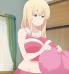  1girl blonde_hair breasts eyebrows_visible_through_hair female huge_breasts long_hair screencap smile solo stitched sunohara_ayaka sunoharasou_no_kanrinin-san third-party_edit 