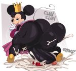 &lt;3 absurd_res anthro balls bedroom_eyes big_balls big_breasts big_butt big_penis black_body black_eyes black_hair black_nose bodily_fluids bottomless bowl breasts butt clothed clothing container crossgender crown cum cum_in_bowl cum_on_ground cumshot cyberlord1109 disney dress ejaculation english_text exclamation_point footwear ftg_crossgender fti_crossgender genital_fluids genitals gloves gynomorph hair handwear headgear hi_res high_heels huge_balls huge_butt huge_penis intersex looking_at_viewer looking_back mammal minnie_mouse mouse murid murine narrowed_eyes onomatopoeia open_mouth penis pet_bowl rodent seductive solo sound_effects text thick_thighs