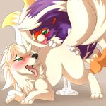  2018 ambiguous_gender ambiguous_penetration blush camychan canine cum cum_drip cum_on_ground digital_media_(artwork) dripping duo feral feral_on_feral from_behind_position green_eyes hi_res looking_pleasured male male/ambiguous mammal multi_tail ninetales nintendo open_mouth penetration pok&eacute;mon pok&eacute;mon_(species) sex simple_background skuntank tongue tongue_out video_games 