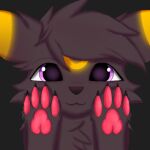 brown_nose canid canine eeveelution female feral fluffy fur generation_2_pokemon hair head_tuft joeumbre looking_at_viewer low_res mammal nintendo pawpads pokemon pokemon_(species) purple_eyes rita_(joeumbre) shaded smile smiling_at_viewer solo tuft umbreon